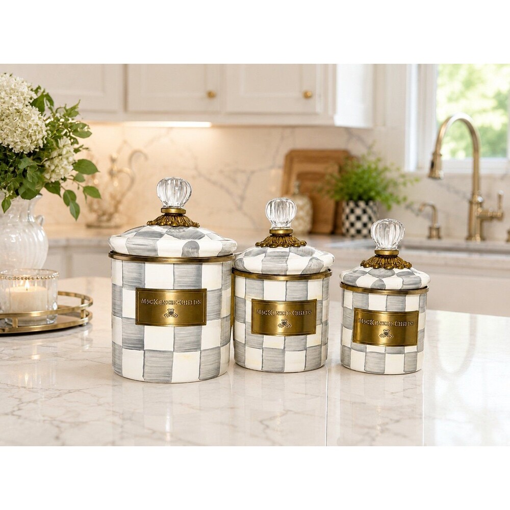 Mackenzie Child Sterling Check Small Canister 3pc Gift Set in original packaging